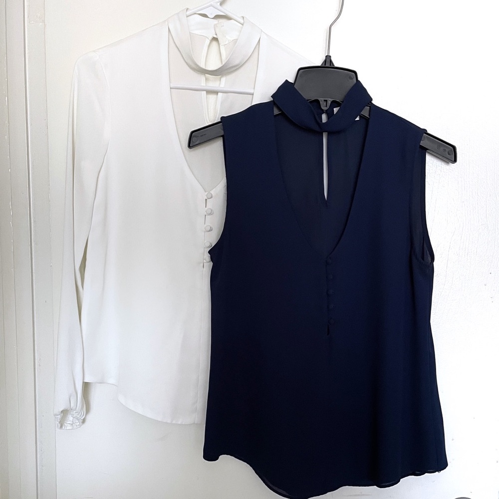 2 Tops - WAYF - white/navy - choker - XS